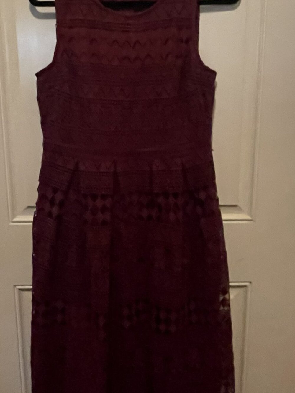 Lulus L Madly in Love Plum Purple Lace Sleeveless Midi Dress